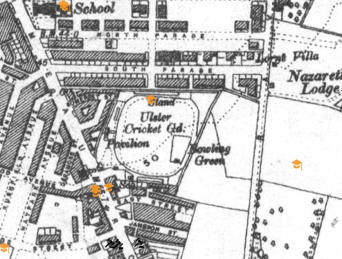 Belfast - Ulster Cricket Club : Map credit PRONI Northern Ireland maps